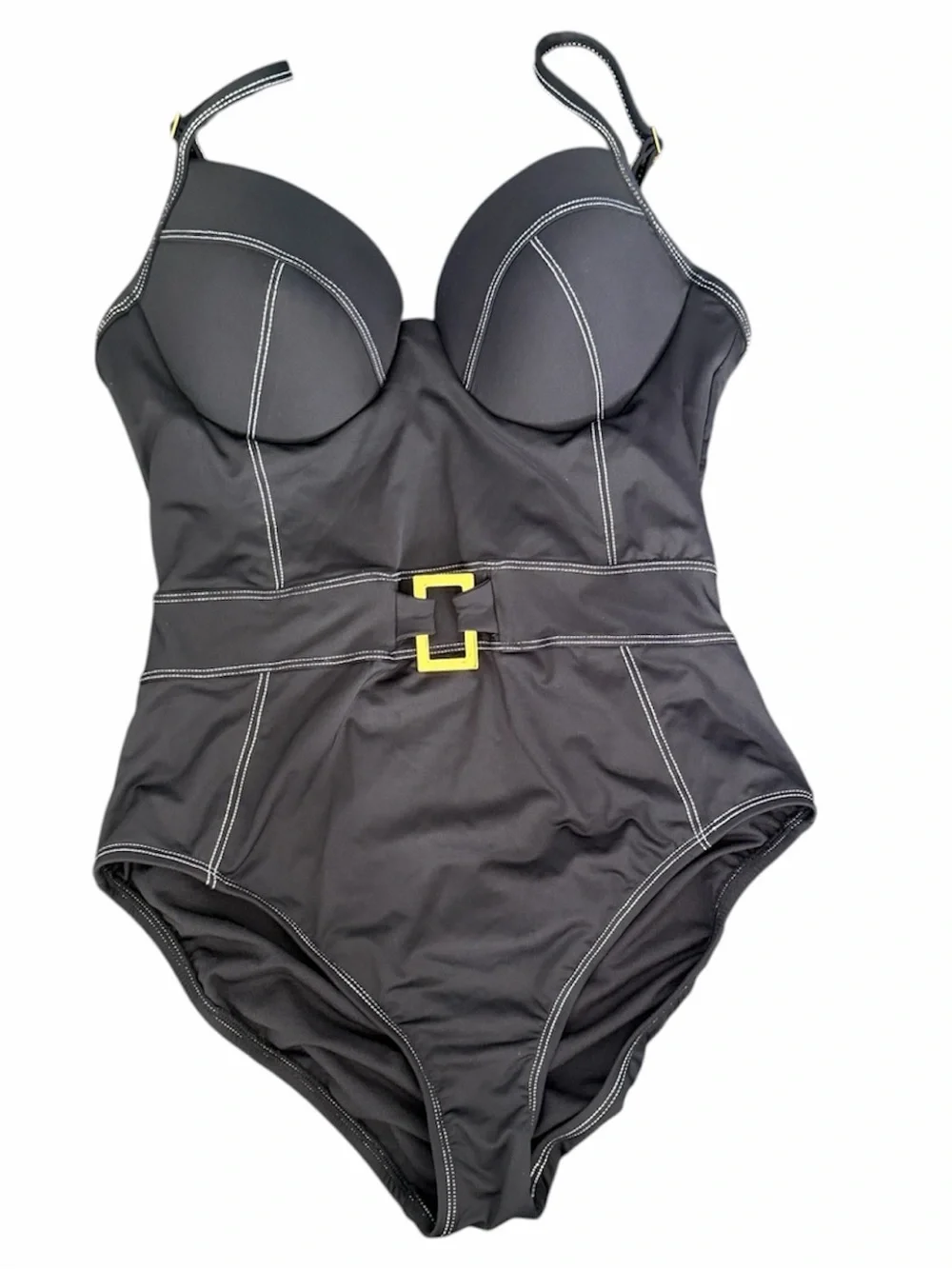 Bleu Rod Beattie Black One-Piece Swimsuit with Contrast Stitching